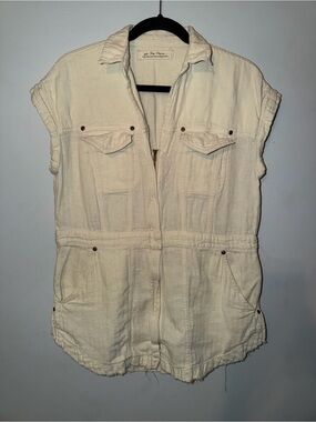 We The Free Cream Collared Zip Front Tunic or Mini Dress